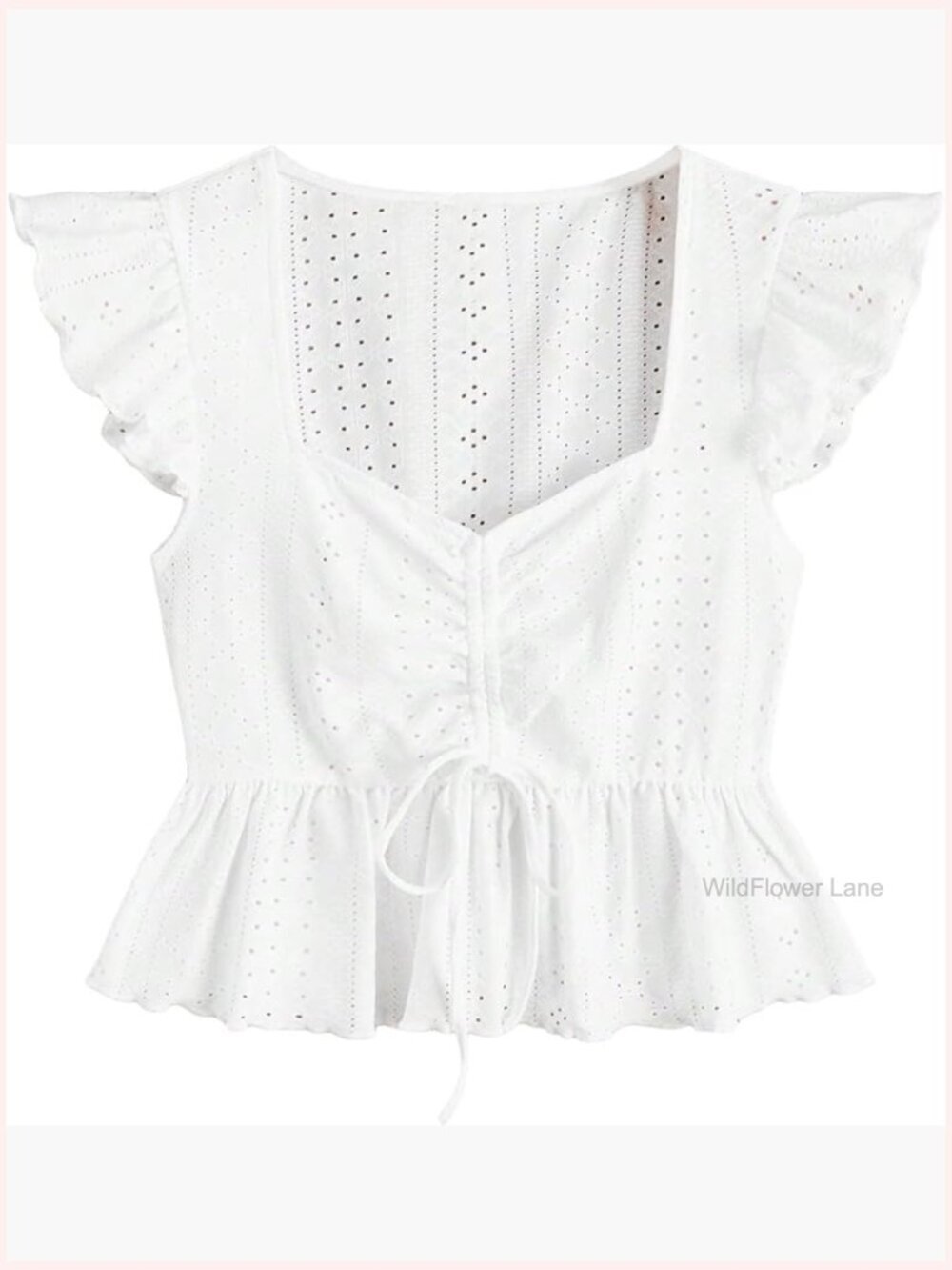 Ruffle Hem Cap Sleeve Blouse Sweetheart Neck Peplum Top